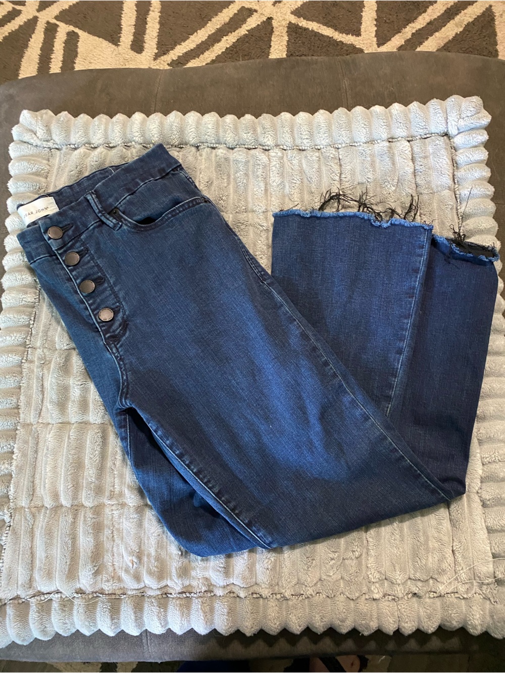 Dear John Dark Blue Cropped Button Denim Jeans